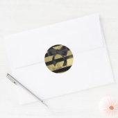 Moderne Glam Zwart Bow Gouden Verf Stroke Stripe Ronde Sticker (Envelop)