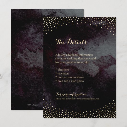 Moderne glam zwart faux goud glitter detail kaart (Voorkant / Achterkant)