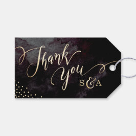 Moderne glam zwart faux goud kalligrafie dank u cadeaulabel