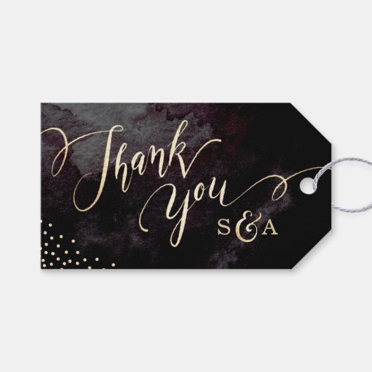 Moderne glam zwart faux goud kalligrafie dank u cadeaulabel (Voorkant (Horizontaal))
