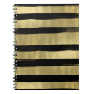 Moderne Glam Zwart & Goud Kwaststreep Stijlvol Notitieboek