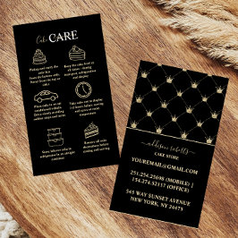 Moderne Glam Zwart Gouden Kroon Cake Care Visitekaartje