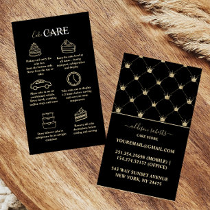 Moderne Glam Zwart Gouden Kroon Cake Care  Visitekaartje