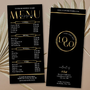 Moderne Glam Zwart Gouden Prijslijst Schoonheidssa Reclamekaart