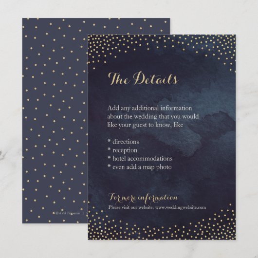 Moderne glamnacht faux gouden glitter detail kaart (Voorkant / Achterkant)