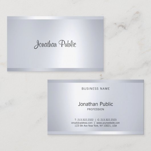Moderne Glamor Silver-look elegant, glad Visitekaartje (Voorkant / Achterkant)