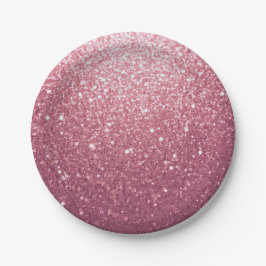 Moderne Glamorous Pink Glitter Verjaardag Papieren Bordje