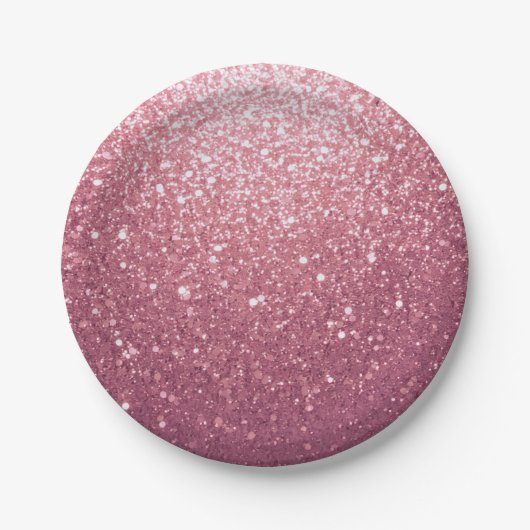 Moderne Glamorous Pink Glitter Verjaardag Papieren Bordje (Voorkant)