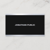 Moderne glamour Black en Silver Elegant Trendy Visitekaartje (Voorkant)