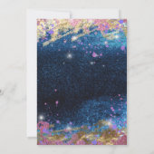 Moderne glamour blauw glitters glans hete neon roz kaart (Achterkant)