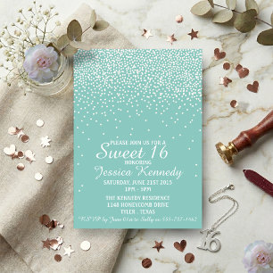 Moderne glamour confetti sweet 16 verjaardag kaart