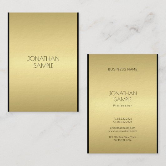 Moderne Glamour Elegant Zwart Goud Elite Esthetisc Visitekaartje (Voorkant / Achterkant)