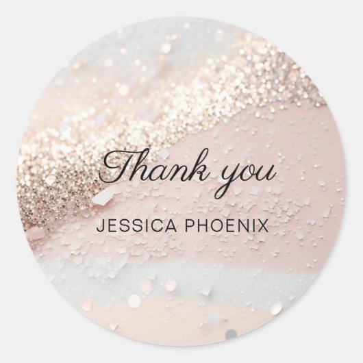 Moderne Glamour Glitter Classic Round Sticker (Voorkant)