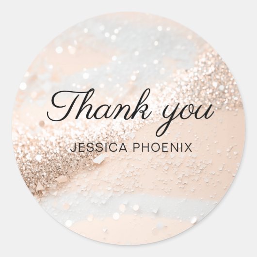 Moderne Glamour Glitter Classic Round Sticker (Voorkant)