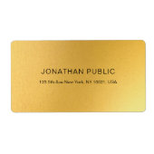 Moderne Glamour Goud Plain Elegante Gouden Verzend Etiket (Voorkant)