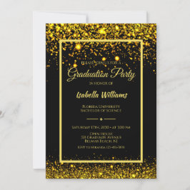 Moderne glamour gouden glitters eindexamenfeest kaart
