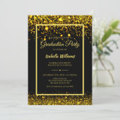 Moderne glamour gouden glitters eindexamenfeest kaart (Staand voorkant)