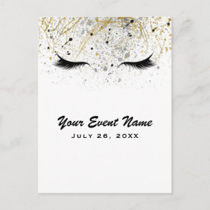 Moderne glamour gouden zilveren zwarte wimpers sch briefkaart