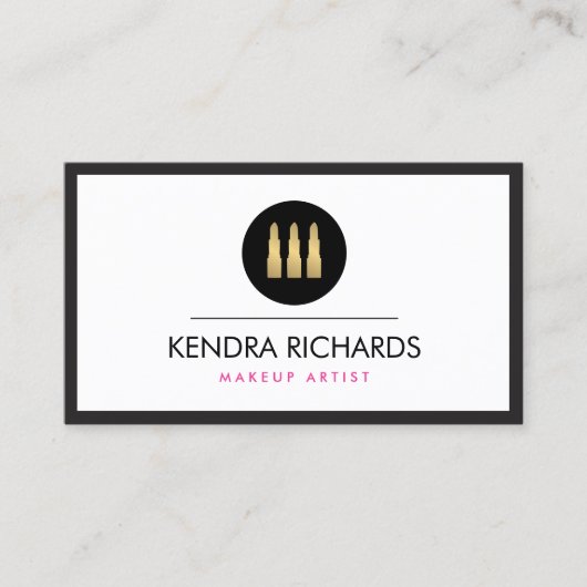 Moderne Glamour Lipstick Trio Make-up Artiest Visitekaartje (Voorkant)
