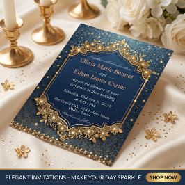 moderne glamour luxe blauwe glitter gouden chic br kaart