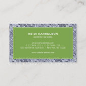 Moderne glamour makelaar, onroerend goed blauw/gro visitekaartje (Achterkant)