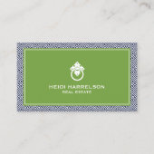 Moderne glamour makelaar, onroerend goed blauw/gro visitekaartje (Voorkant)