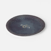 Moderne glamour nacht nep gouden glinsterend monog papieren bordje (Gekanteld)