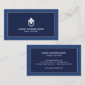 Moderne Glamour Realtor, onroerend goed blauw Visitekaartje (Voorkant / Achterkant)