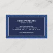 Moderne Glamour Realtor, onroerend goed blauw Visitekaartje (Achterkant)