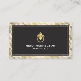 Moderne Glamour Realtor, Onroerend goed Goud/Zwart Visitekaartje