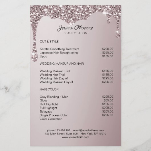 Moderne glamour Rose gouden glittersinkt Flyer (Voorkant)