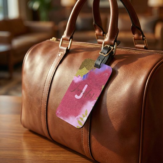 Moderne glamour roze goud glinsterende abstracte bagagelabel