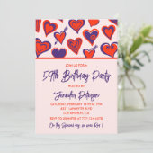 Moderne glamour roze hart 59e verjaardag kaart (Staand voorkant)