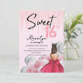Moderne glamour roze verjaardag Sweet 16 Kaart (Staand voorkant)