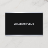 Moderne Glamour Zwart Zilver Elegant Professioneel Visitekaartje (Voorkant)