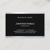 Moderne Glamour Zwart Zilver Elegant Professioneel Visitekaartje (Achterkant)