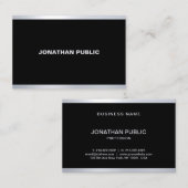 Moderne Glamour Zwart Zilver Elegant Professioneel Visitekaartje (Voorkant / Achterkant)