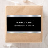 Moderne Glamour Zwart Zilver Elegante Sjabloon Etiket (Insitu)