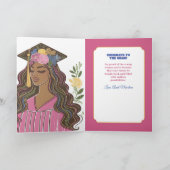 Moderne Glamour Zwarte Vrouw Afstuderen Kaart (Binnen)