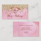 Moderne Glamoureus Gold Glitter drukt roze diamant Visitekaartje (Voorkant / Achterkant)
