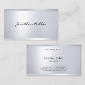 Moderne, glamoureus, zilver, elegant, eenvoudig pl visitekaartje (Voorkant / Achterkant)