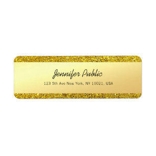Moderne Glamoureuze Gouden Glitter Handgeschreven Etiket