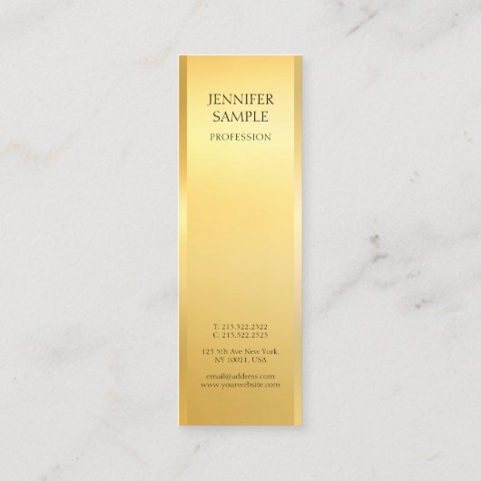 Moderne Glamoureuze Nep Gouden Elegante Sjabloon Mini Visitekaartje (Achterkant)