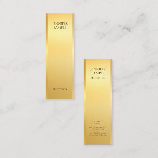 Moderne Glamoureuze Nep Gouden Elegante Sjabloon Mini Visitekaartje (Voorkant / Achterkant)