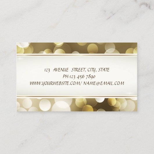 Moderne Glamoureuze Professional Bokeh Visitekaartje (Achterkant)