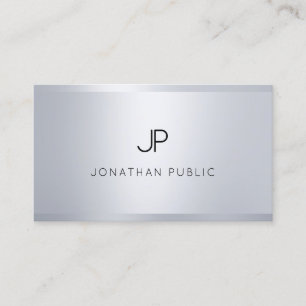 Moderne Glamoureuze Zilveren Look Elegante Monogra Visitekaartje