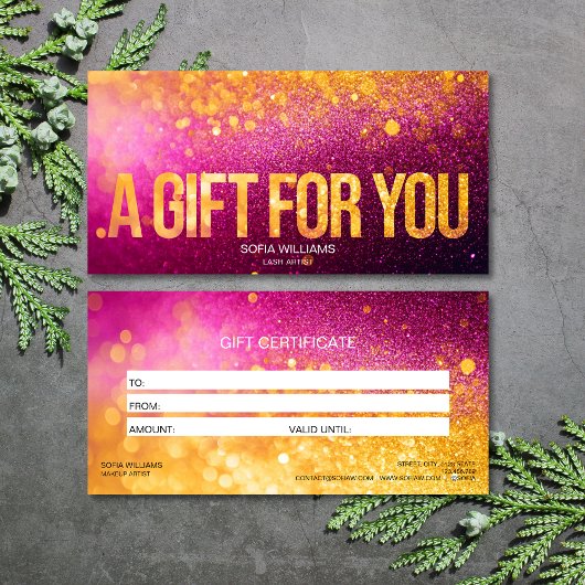 Moderne Glamouruze Roze Glitter Certificaat Cadeau