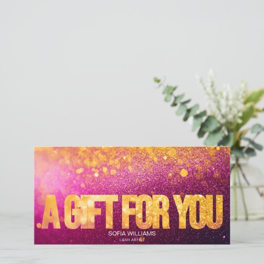 Moderne Glamouruze Roze Glitter Certificaat Cadeau (Staand voorkant)