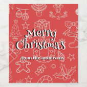 moderne Glans en Vrolijkheid: Kerstfeest Wijn Etiket (Enkel label)