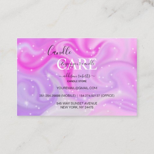 Moderne glans ridescent spaarkaars visitekaartje (Achterkant)